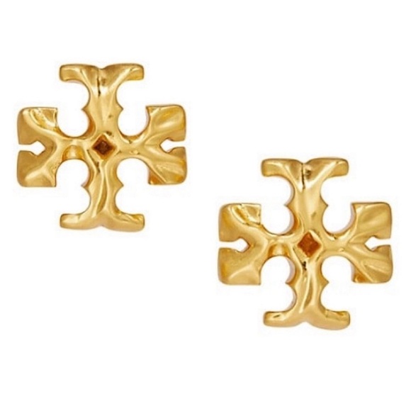 TORY BURCH • Gold Roxanne Clip On Small Logo Earrings - Picture 1 of 7